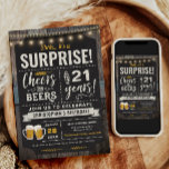 Ost och Öl 21:a födelsedagsinbjudan Inbjudningar<br><div class="desc">Överraskad Cheers och Öl 21:a födelsedagsinbjudan med krita och brev med anpassningsbara åldrar.</div>