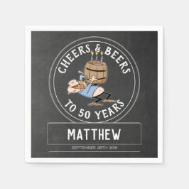 Ost och Öl 50:e födelsedagen svart och vit Pappersservett