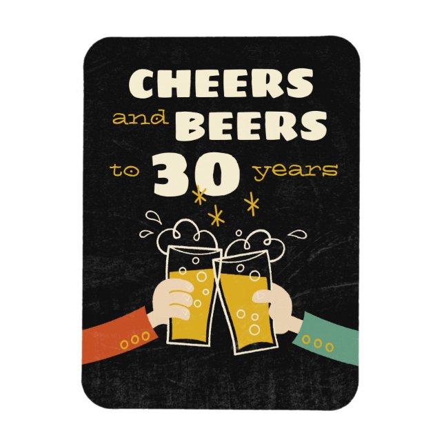 Ost och Öl till 30 år Retro Birthday Magnet (Vertikal)
