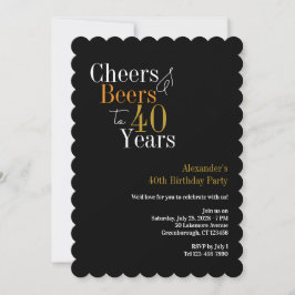 Ost och öl till 40 år svart och guld party inbjudningar