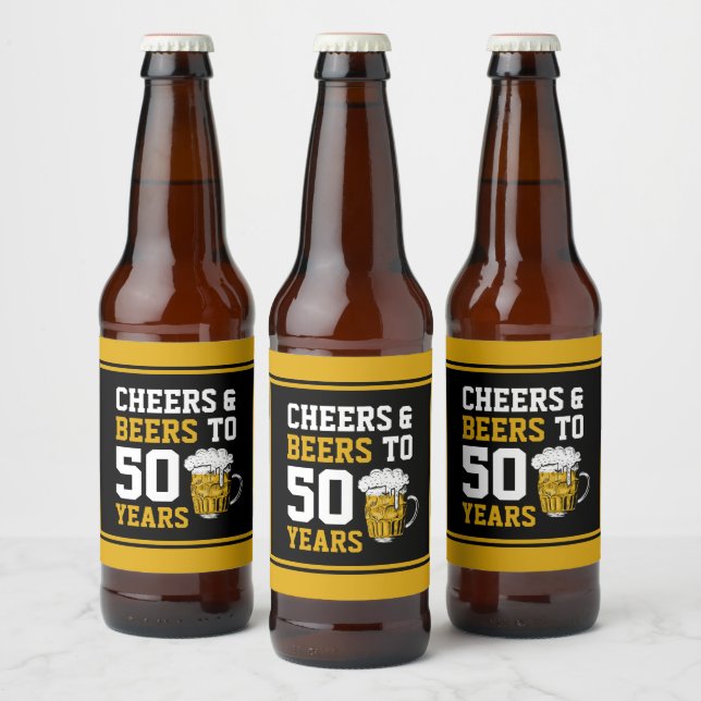 Ost och öl till 50 år 50 år ölflaska etikett (Flaskor)