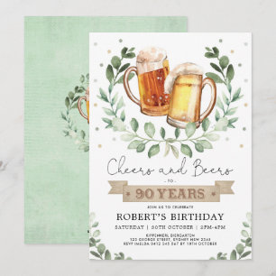 Ost och Öl till 90 års Vuxen Manar födelsedag Inbjudningar