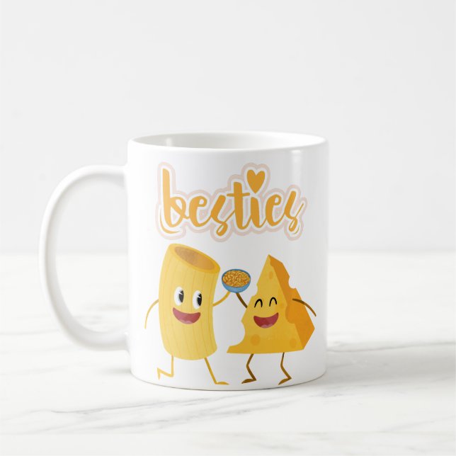 Ost och Pasta Besties Funny Mug Kaffemugg (Vänster)