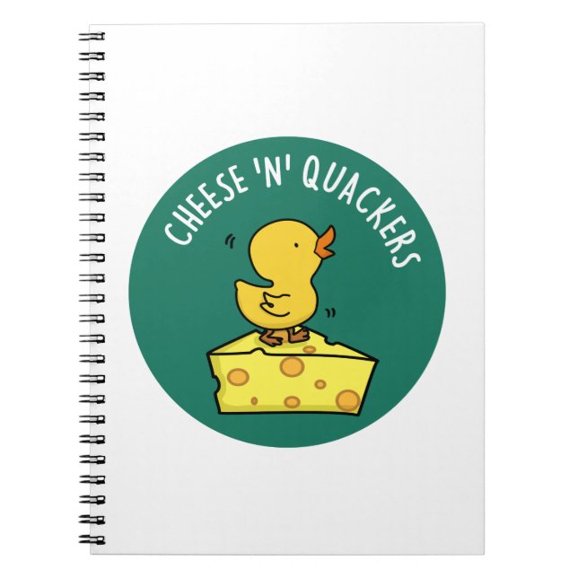 Ost och Quackers Cute Anka och Cheese Pun Anteckningsbok (Framsidan)