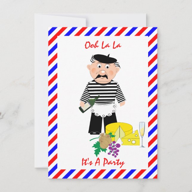 Ost Och Vin Fransk Tema Rolig Festinbjudan Inbjudningar (Framsida)