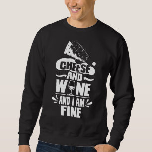 Ost och Vin och jag är Bra Kärlek Cute Ord Lång Ärmad Tröja