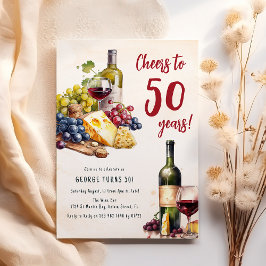 Ost- och vincharcuterie för vuxna 50-årsfirande inbjudningar