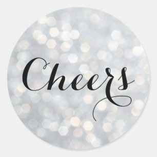 Ost på Silver Champagne Bubbles Sticker Runt Klistermärke