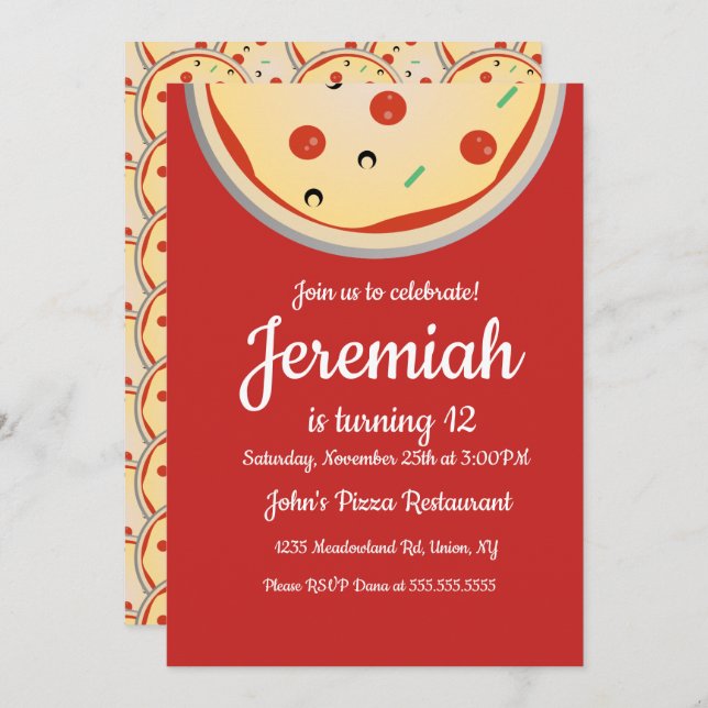 Ost Pizzapajp Toppings Restaurang Inbjudningar (Fram/baksida)