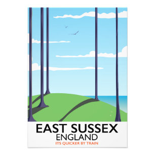 Öst Sussex, England tågplakat Fototryck