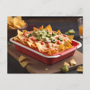 Ost täckt av Nachos i behållare Vykort