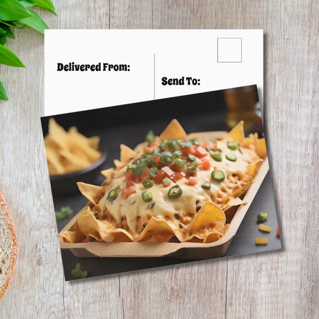 Ost täckt av Nachos i behållare Vykort (Skapare uppladdad)