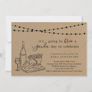 Ost Theme Bachelorette Party Kraft Background Inbjudningar