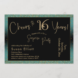 Ost till 16 års överraskningsfödelsedag Teal och G Inbjudningar