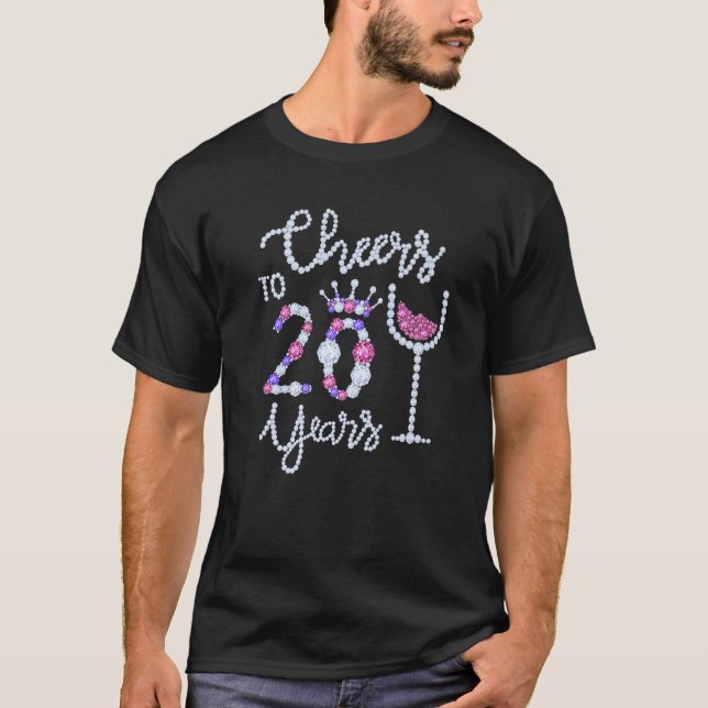 Ost till 20 års glas i Vin, 20:e födelsedag T Shirt (Framsida)