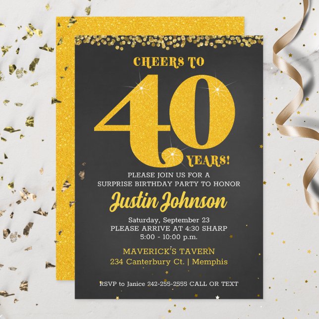 Ost till 40 år 40:e födelsedagen inbjudningar (Cheers to 40 Years Forty Years Old Birthday Invitation )