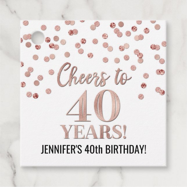 Ost till 40 år Ro Guld Confetti Gåvor Etiketter (Framsida)