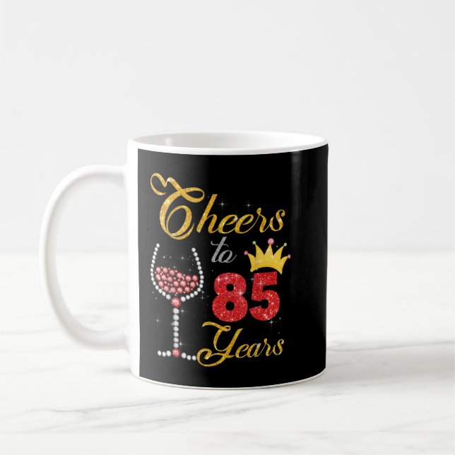 Ost till 85 år 1937 85:e födelsedagen Vin Diamond Kaffemugg (Vänster)
