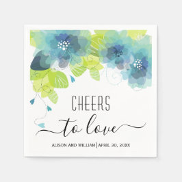 Ost till Kärlek, blåa blommor, blommigt bröllop Pappersservett