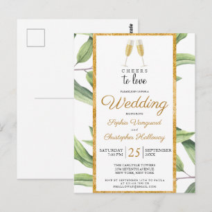 Ost till Kärlek Champagne Botanical Wedding bjudes Vykort