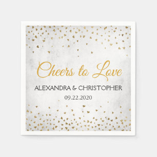 Ost till Kärlek Guld Hearts Confetti Bröllop Pappersservett