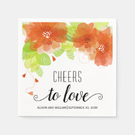 Ost till Kärlek, orange blommor, blommigt bröllop Pappersservett