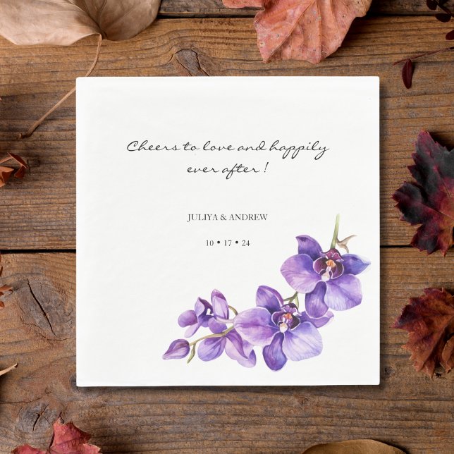 Ost till kärlek orchid bröllop napkins pappersservett (Skapare uppladdad)