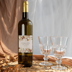 Ost till Kärlek Rustic Land Blommigt Bröllop Vinflaska Etikett