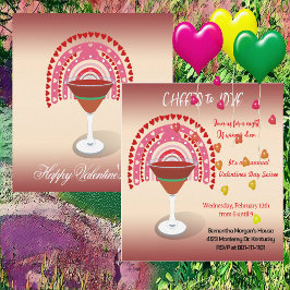 Ost till Kärlek Valentine Hearts Cocktail Party Inbjudningar