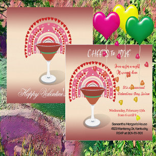 Ost till Kärlek Valentine Hearts Cocktail Party Inbjudningar
