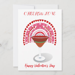 Ost till Kärlek Valentine Hearts Cocktail Rainbow Julkort