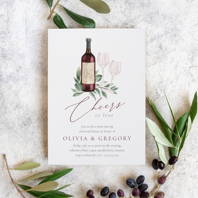 Ost till Kärlek Vin Tasting Rehearsal Dinner Inbjudningar (Elegant wine theme rehearsal dinner invitations)