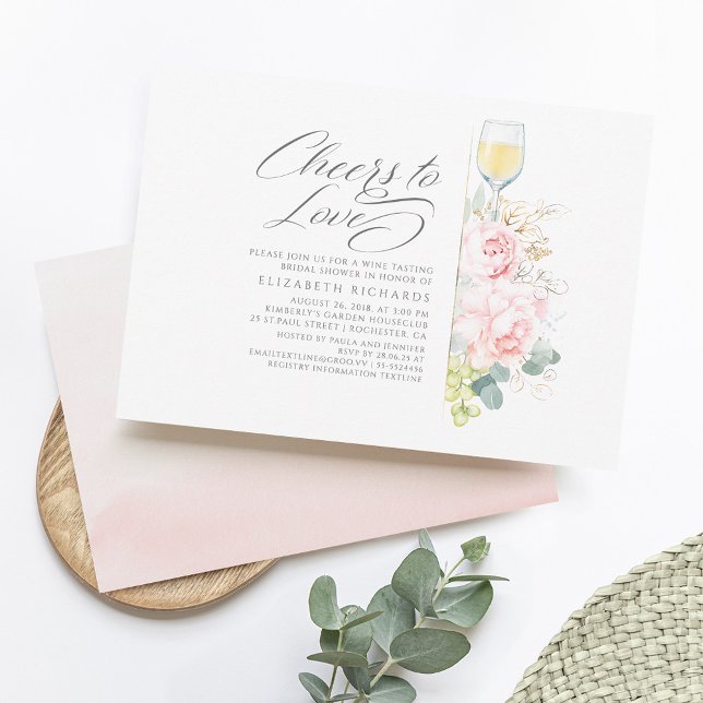 Ost till Kärlek Vin Tasting Rosa Möhippa Inbjudningar (Skapare uppladdad)