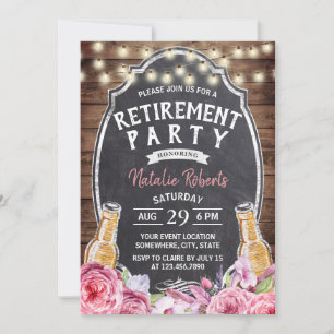 Ost till Pension Rustic Blommigt Beer Party Inbjudningar