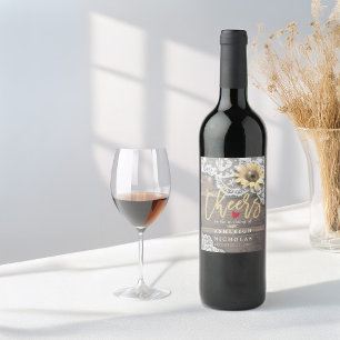 Ost till solrosljuset Bröllop Snöre Vinflaska Etikett