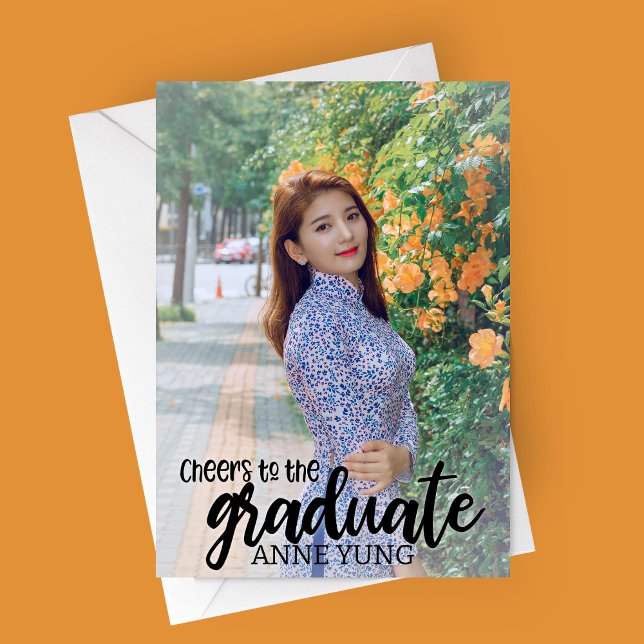 Ost till Student Photo Studenten Meddelande (Cheers to the Graduate Photo Graduation Announcement Card)
