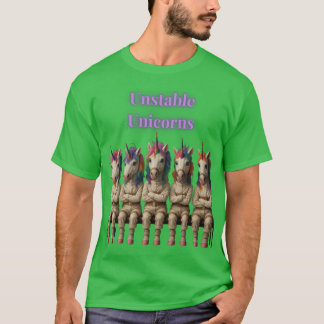 Ostabila Enhörningar Roliga Whimsical Regnbåge Enh T Shirt
