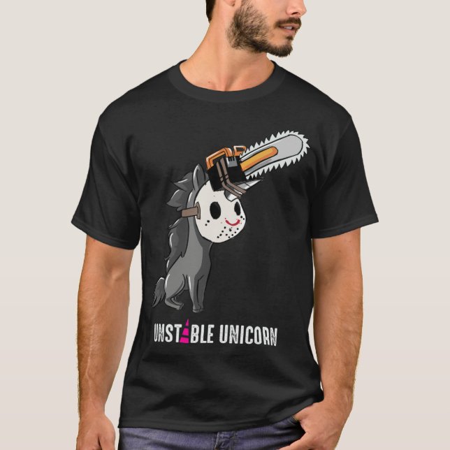 Ostabilt Unicorn, Chainszawa, Halloween-par T Shirt (Framsida)