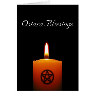 Ostara Blessings Pagan Candle med Pentacle Card Hälsningskort