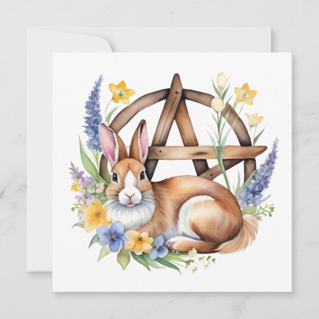 Ostara Bunny Spring Equinox Eostre Wicca Julkort (Framsida)