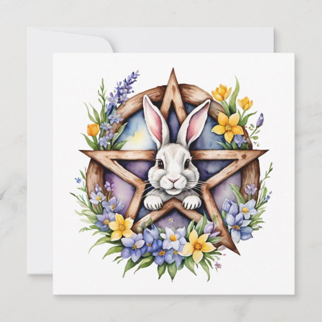 Ostara Bunny Spring Equinox Eostre Wicca Julkort (Framsida)