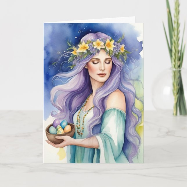Ostara Goddess Spring Equinox Sabbat Wicca Holiday Kort (Framsida)
