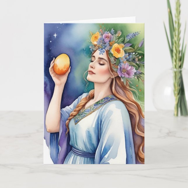 Ostara Gudinna Vårjämdag Sabbat Wicca Högtid Kort (Framsida)