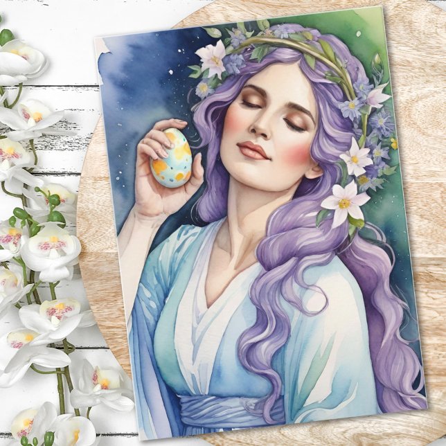 Ostara Gudinna Vårjämdag Sabbat Wicca Högtid Kort (Ostara Goddess Spring Equinox Sabbat Wicca Holiday Card)