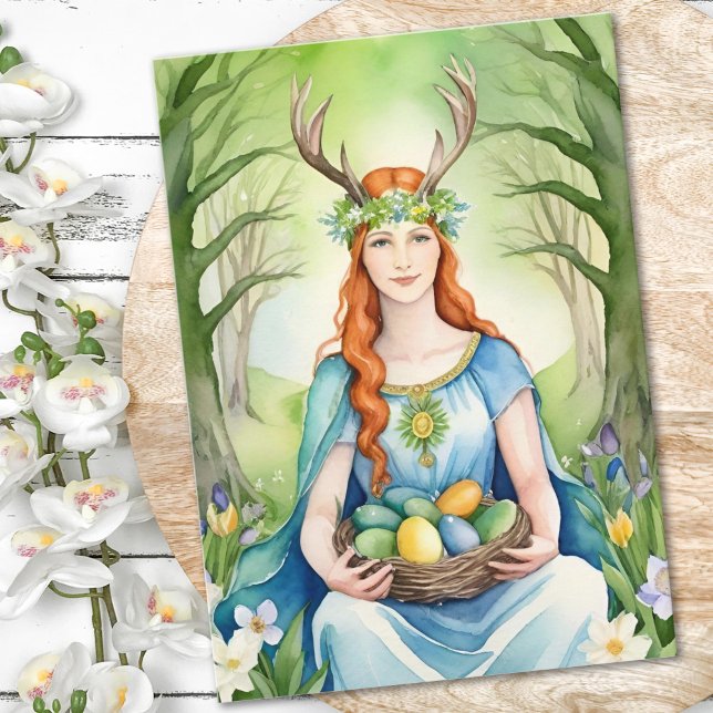 Ostara Gudinna Vårjämdag Sabbat Wicca Högtid Kort (Ostara Goddess Spring Equinox Sabbat Wicca Holiday Card)