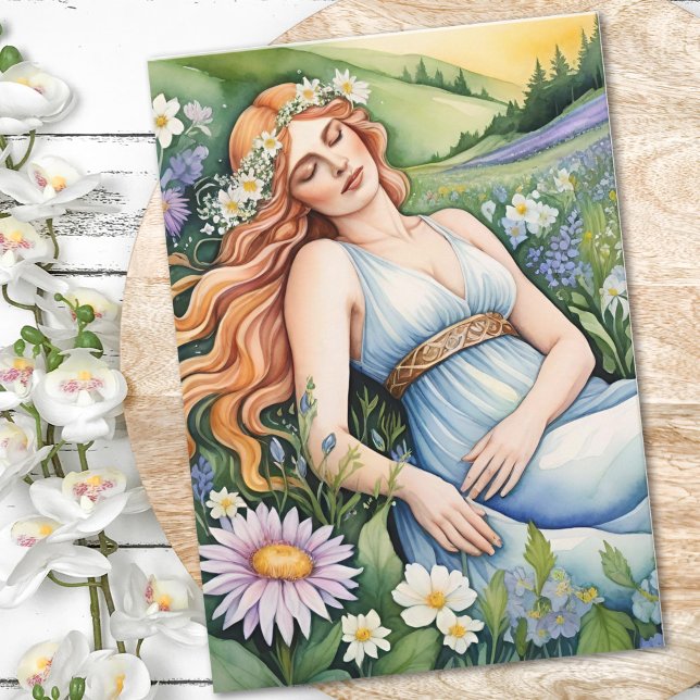 Ostara Gudinna Vårjämdag Sabbat Wicca Högtid Kort (Ostara Goddess Spring Equinox Sabbat Wicca Holiday Card by Pagan Holidays)