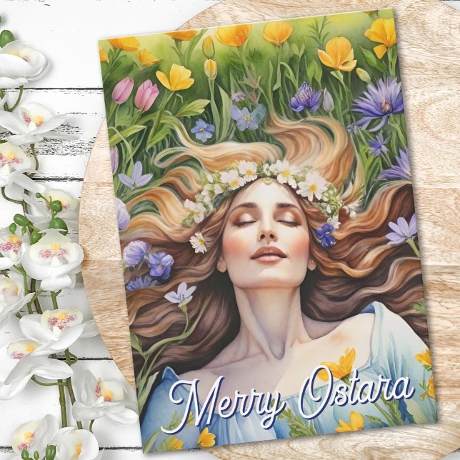 Ostara Gudinna Vårjämdag Sabbat Wicca Högtid Kort (Ostara Goddess Spring Equinox Sabbat Wicca Holiday Card)