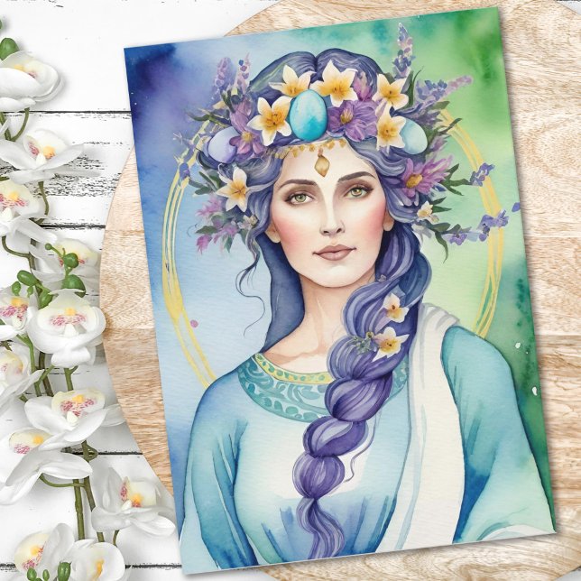 Ostara Gudinna Vårjämdag Sabbat Wicca Högtid Kort (Ostara Goddess Spring Equinox Sabbat Wicca Holiday Card)