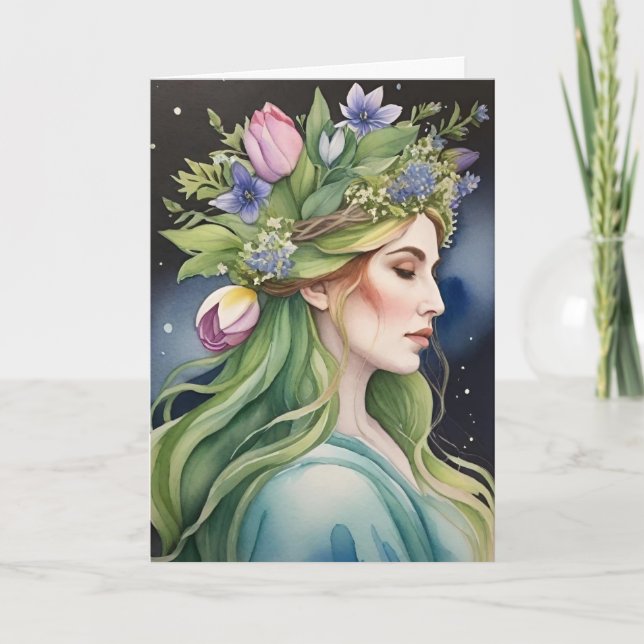 Ostara Gudinna Vårjämdag Sabbat Wicca Högtid Kort (Framsida)