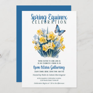 Ostara Spring Equinox Daffodil Butterfly Sabbat Inbjudningar